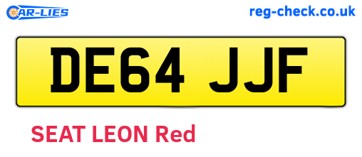 DE64JJF are the vehicle registration plates.