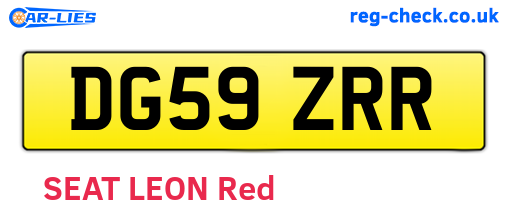 DG59ZRR are the vehicle registration plates.