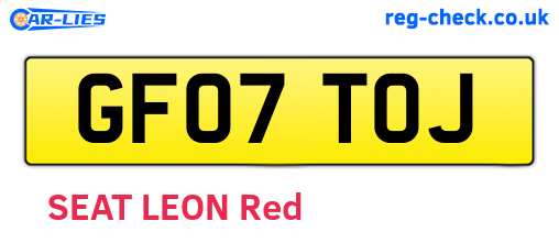 GF07TOJ are the vehicle registration plates.