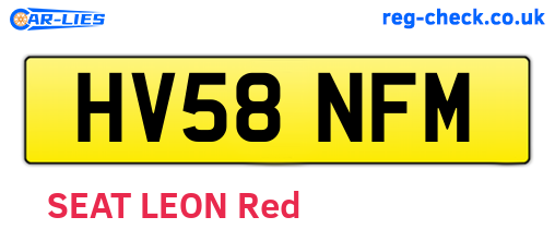 HV58NFM are the vehicle registration plates.