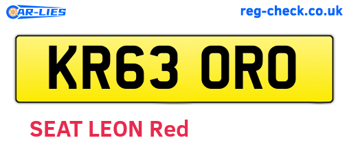 KR63ORO are the vehicle registration plates.