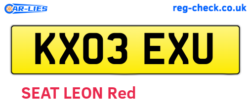 KX03EXU are the vehicle registration plates.