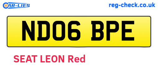 ND06BPE are the vehicle registration plates.