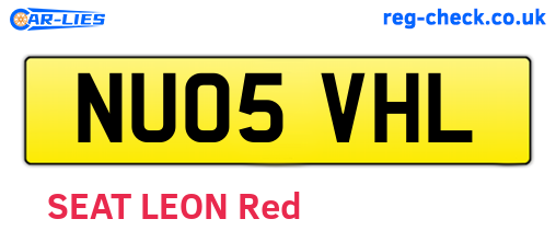 NU05VHL are the vehicle registration plates.