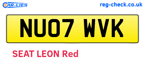 NU07WVK are the vehicle registration plates.