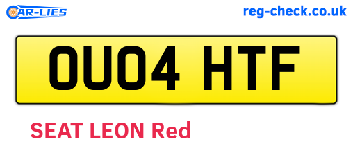 OU04HTF are the vehicle registration plates.