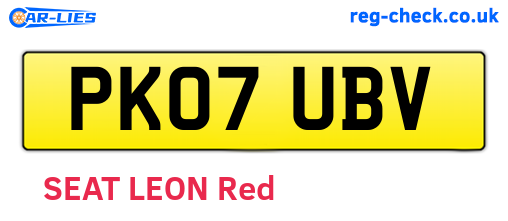 PK07UBV are the vehicle registration plates.