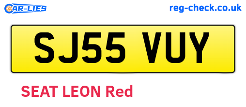 SJ55VUY are the vehicle registration plates.