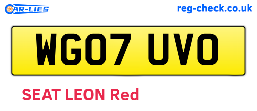 WG07UVO are the vehicle registration plates.
