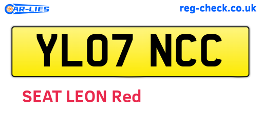 YL07NCC are the vehicle registration plates.