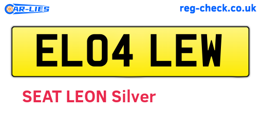 EL04LEW are the vehicle registration plates.