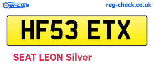 HF53ETX are the vehicle registration plates.