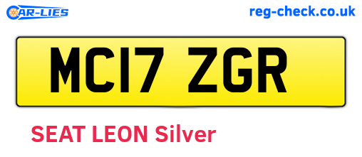MC17ZGR are the vehicle registration plates.