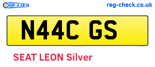 N44CGS are the vehicle registration plates.