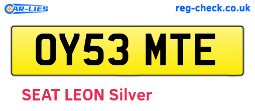 OY53MTE are the vehicle registration plates.