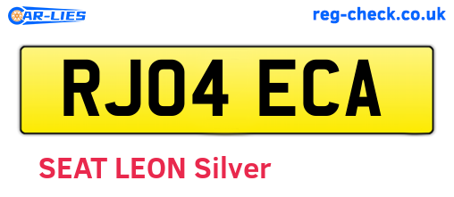 RJ04ECA are the vehicle registration plates.