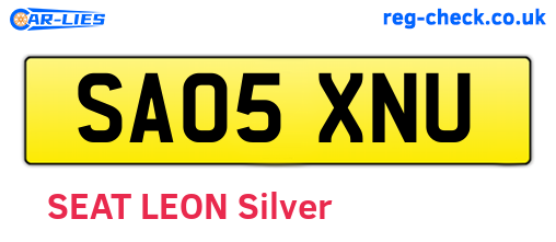 SA05XNU are the vehicle registration plates.