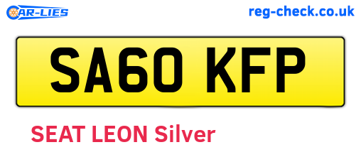 SA60KFP are the vehicle registration plates.