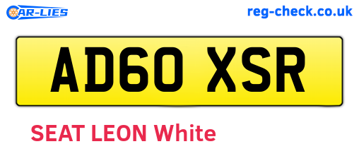 AD60XSR are the vehicle registration plates.