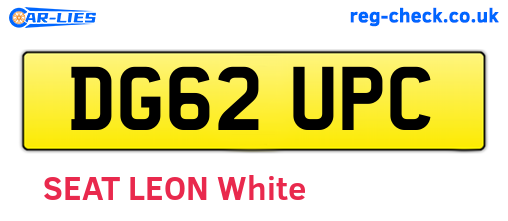 DG62UPC are the vehicle registration plates.