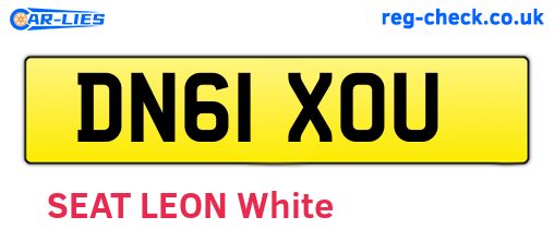 DN61XOU are the vehicle registration plates.