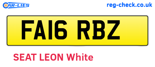 FA16RBZ are the vehicle registration plates.