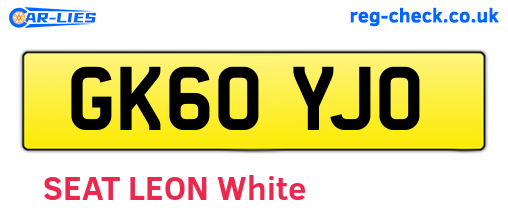 GK60YJO are the vehicle registration plates.