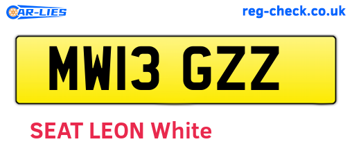 MW13GZZ are the vehicle registration plates.
