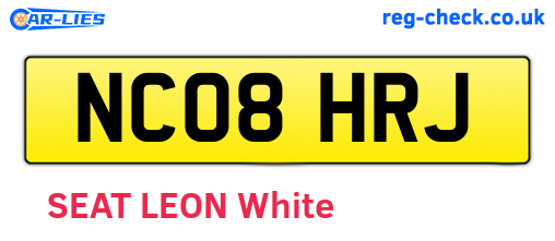 NC08HRJ are the vehicle registration plates.
