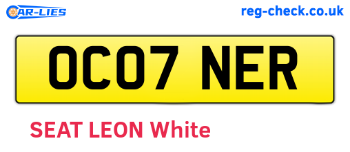 OC07NER are the vehicle registration plates.