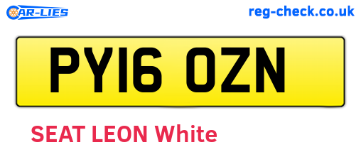 PY16OZN are the vehicle registration plates.