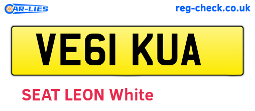 VE61KUA are the vehicle registration plates.