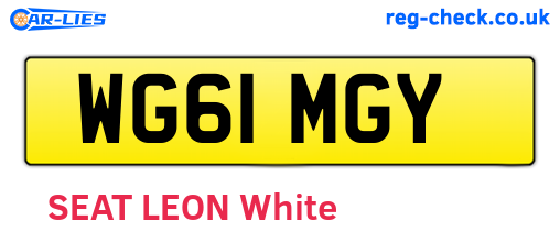 WG61MGY are the vehicle registration plates.