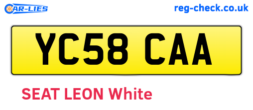 YC58CAA are the vehicle registration plates.