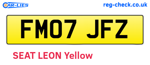FM07JFZ are the vehicle registration plates.