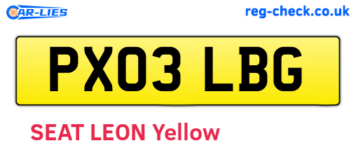 PX03LBG are the vehicle registration plates.