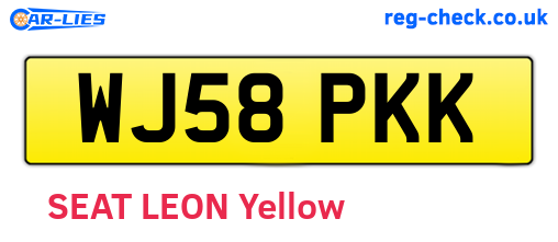 WJ58PKK are the vehicle registration plates.