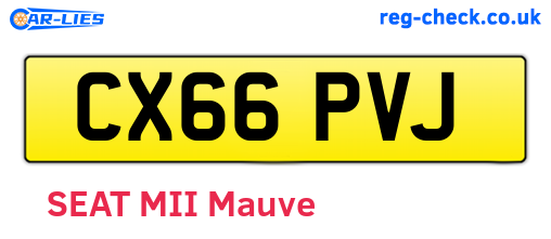 CX66PVJ are the vehicle registration plates.
