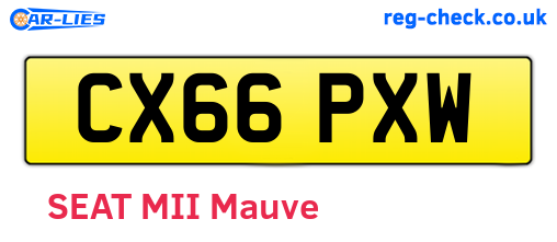 CX66PXW are the vehicle registration plates.