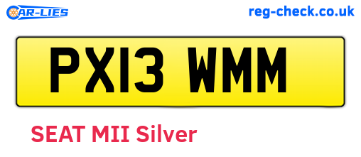PX13WMM are the vehicle registration plates.