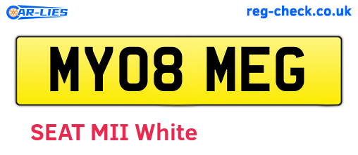 MY08MEG are the vehicle registration plates.