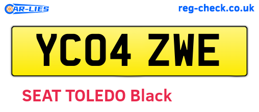 YC04ZWE are the vehicle registration plates.