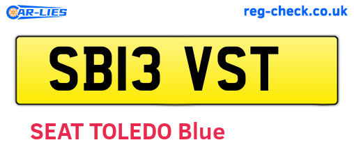 SB13VST are the vehicle registration plates.