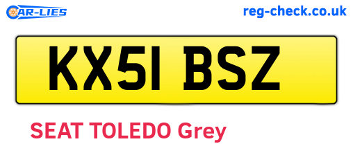 KX51BSZ are the vehicle registration plates.