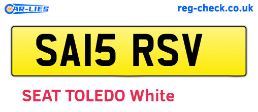 SA15RSV are the vehicle registration plates.