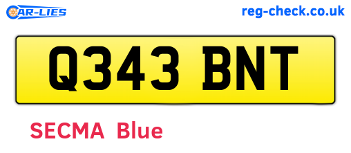 Q343BNT are the vehicle registration plates.