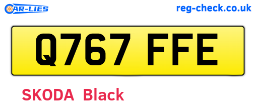 Q767FFE are the vehicle registration plates.