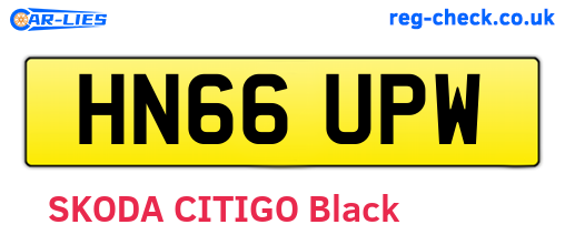 HN66UPW are the vehicle registration plates.