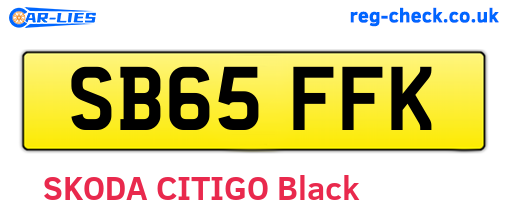 SB65FFK are the vehicle registration plates.