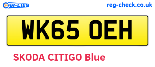 WK65OEH are the vehicle registration plates.
